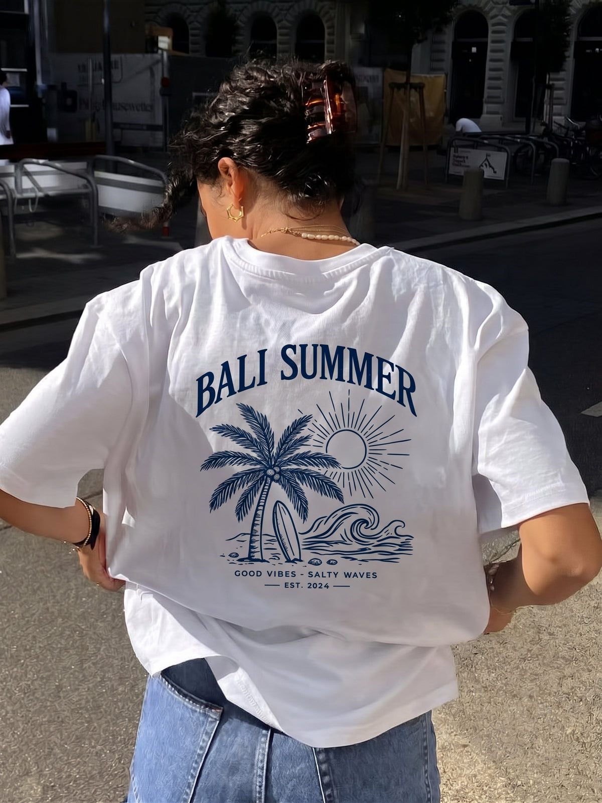 Oversize T-Shirt Bali summer blue